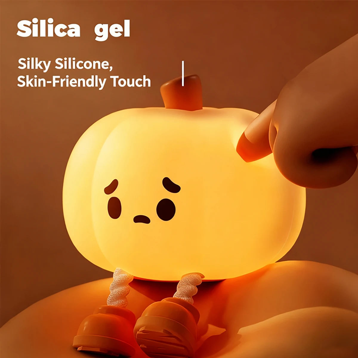 Modern Style Dimmable Silicone Led Pumpkin Night Light, Pumpkin Lamp, Cute Silicone Rechargeable Night Light, 3-Level Dimmable Bedside Lamp, Dormitory Decorative Night Light, Fun Gift and Cool Gadget for Bedroom, Living Room