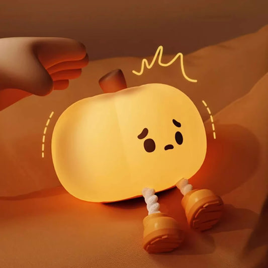 Modern Style Dimmable Silicone Led Pumpkin Night Light, Pumpkin Lamp, Cute Silicone Rechargeable Night Light, 3-Level Dimmable Bedside Lamp, Dormitory Decorative Night Light, Fun Gift and Cool Gadget for Bedroom, Living Room