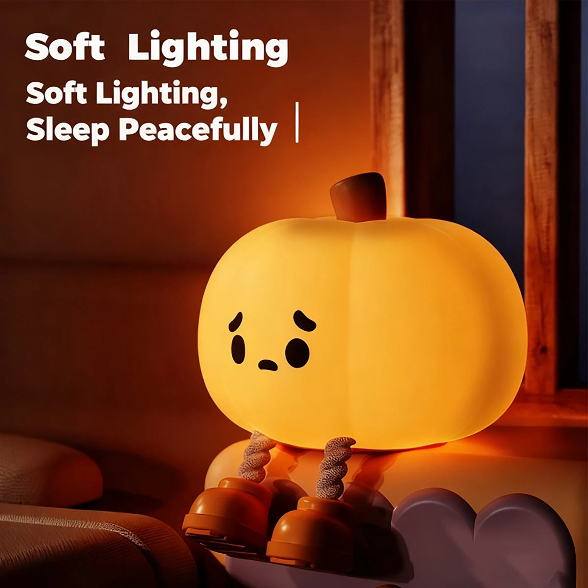 Modern Style Dimmable Silicone Led Pumpkin Night Light, Pumpkin Lamp, Cute Silicone Rechargeable Night Light, 3-Level Dimmable Bedside Lamp, Dormitory Decorative Night Light, Fun Gift and Cool Gadget for Bedroom, Living Room